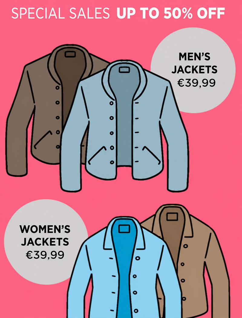 Special sales up to 50% off